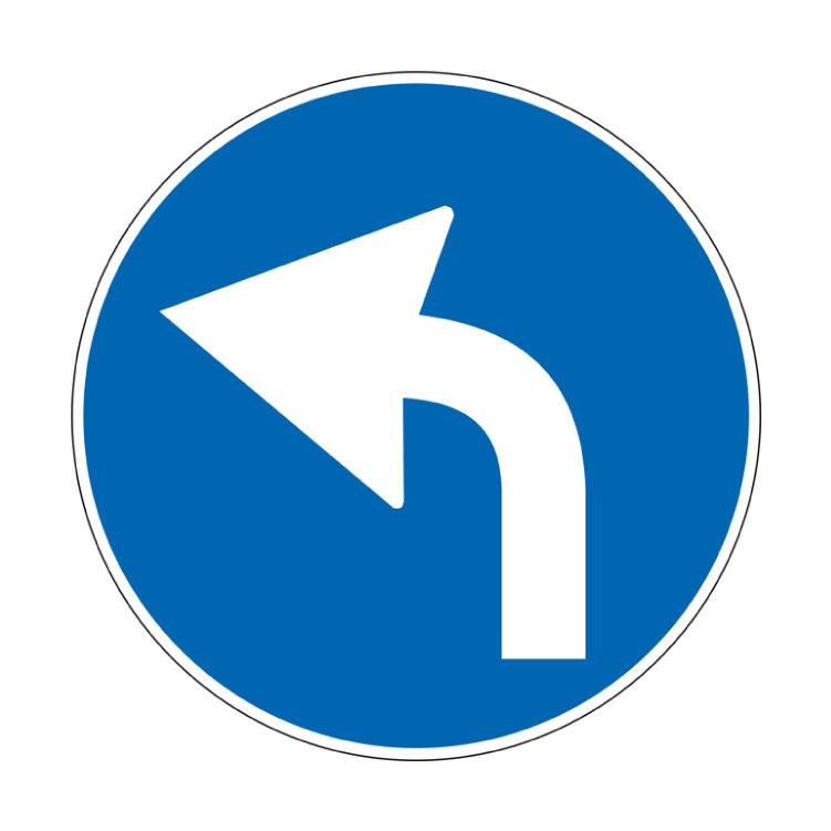 il segnale raffigurato indica direzione obbligatoria a sinistra